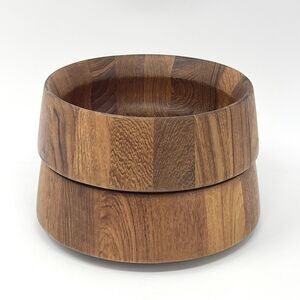 Vintage Dansk Mid Century JHQ Teak Wood Salad Bowls 7” Tapered Round Set Of 2